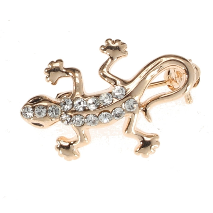 Lizard Pin 3D Design Gold with Clear Crystals Enamel Pin Lizard Lapel Pin Highly Detailed Tie Tack Backpack Pin Lanyard Image 1