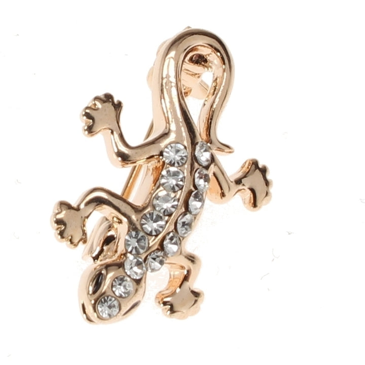 Lizard Pin 3D Design Gold with Clear Crystals Enamel Pin Lizard Lapel Pin Highly Detailed Tie Tack Backpack Pin Lanyard Image 3
