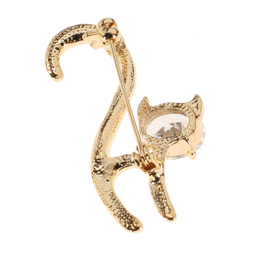Sassy Cat Brooch Big Head Crystal Fancy Tail Lined with Clear Crystals Fashion Pin Cat Fashion Brooch Gold Rhodium Image 2