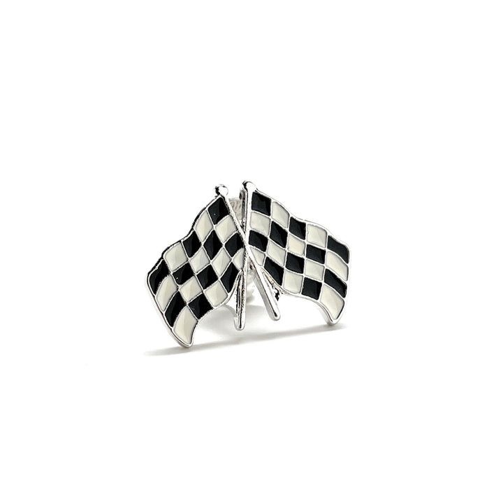 Checkered Flag Pin Racing Flag Lapel Pin Lanyard Pin Race Car Tie Tack Pin White with Black Enamel Pin Name Tag Pin Image 2