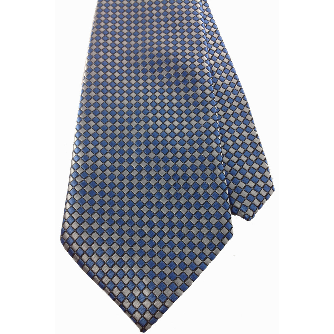 Men's Necktie Silk Tie Blue Squares Silk Tie Hand Made Executive Pro Design Birthday Christmas Valentine's Gift Wedding Image 3