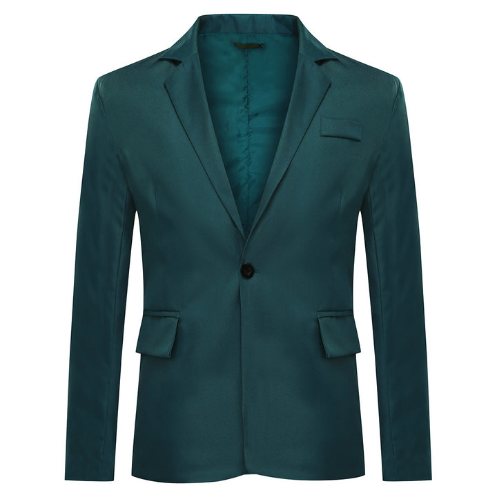 Men Suit Green Spring Autumn Dress Coat Single Row One Button Business Suit Slim Casual Coat for Men Image 4