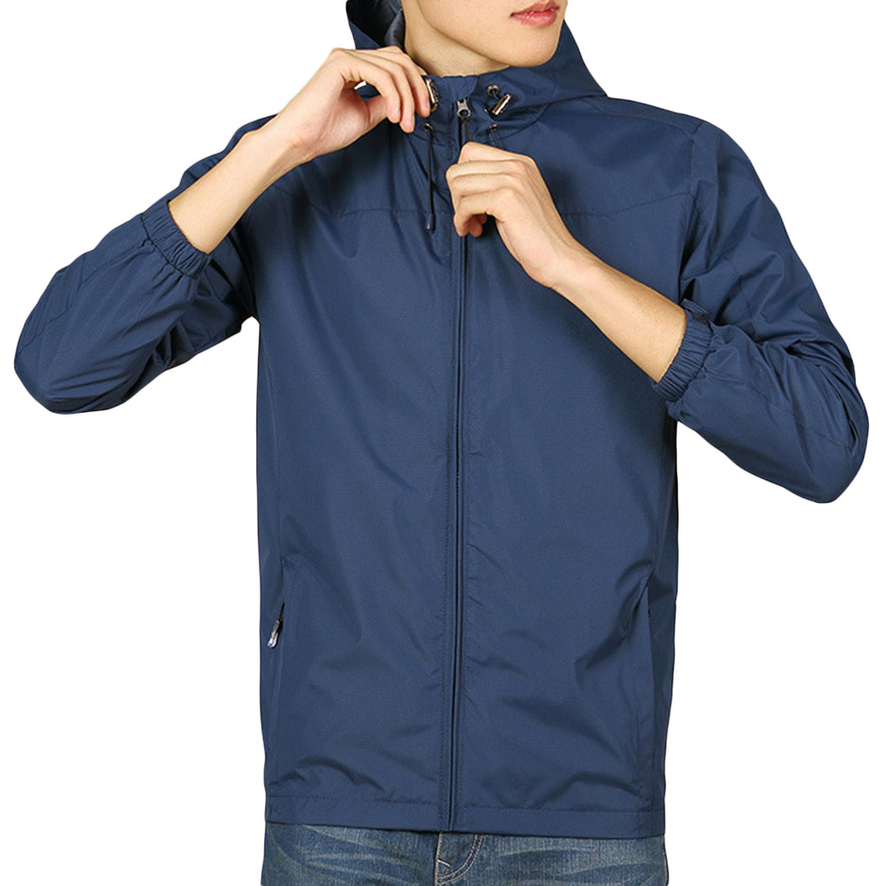 Mens Stormsuit Jacket Hooded Drawstring Sportswear Winter And Spring Waterproof Windproof Warm Casual Coat Image 2