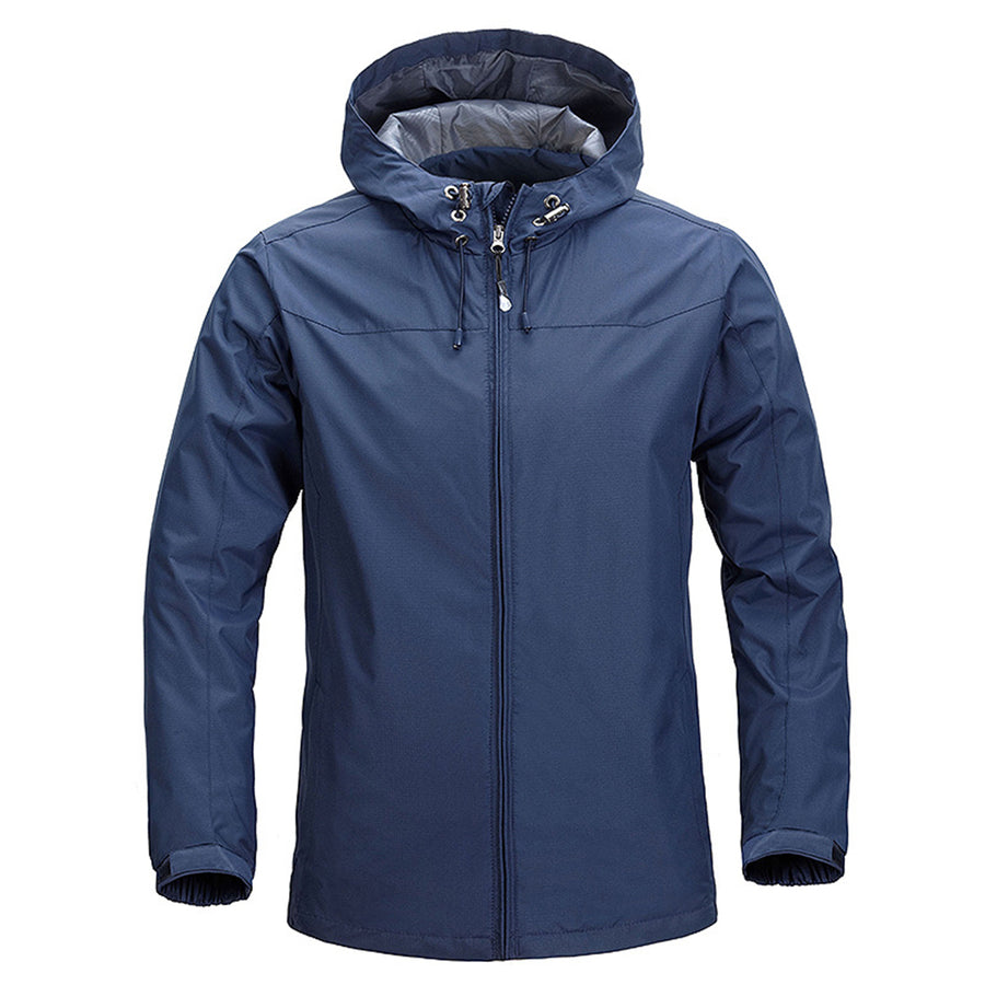 Mens Stormsuit Jacket Hooded Drawstring Sportswear Winter And Spring Waterproof Windproof Warm Casual Coat Image 1