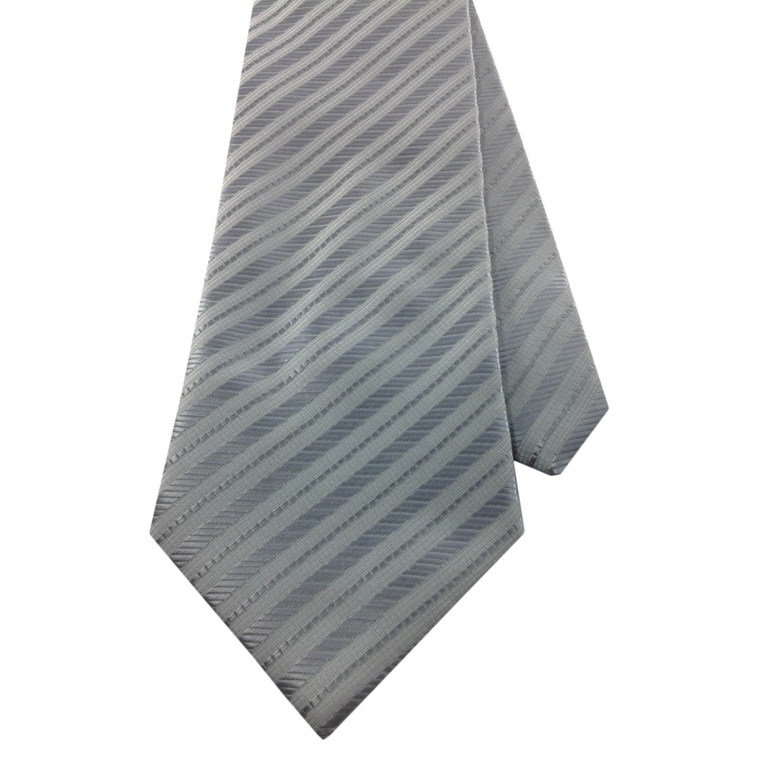 Mens Necktie Silk Tie Silver Stripes Silk Tie Hand Made Executive Pro Design Birthday Christmas Valentines Gift Wedding Image 3