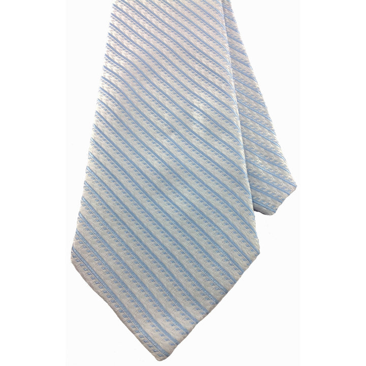 Mens Necktie Silk Tie Blue Stripes White Silk Tie Hand Made Executive Pro Design Birthday Christmas Valentines Gift Image 3