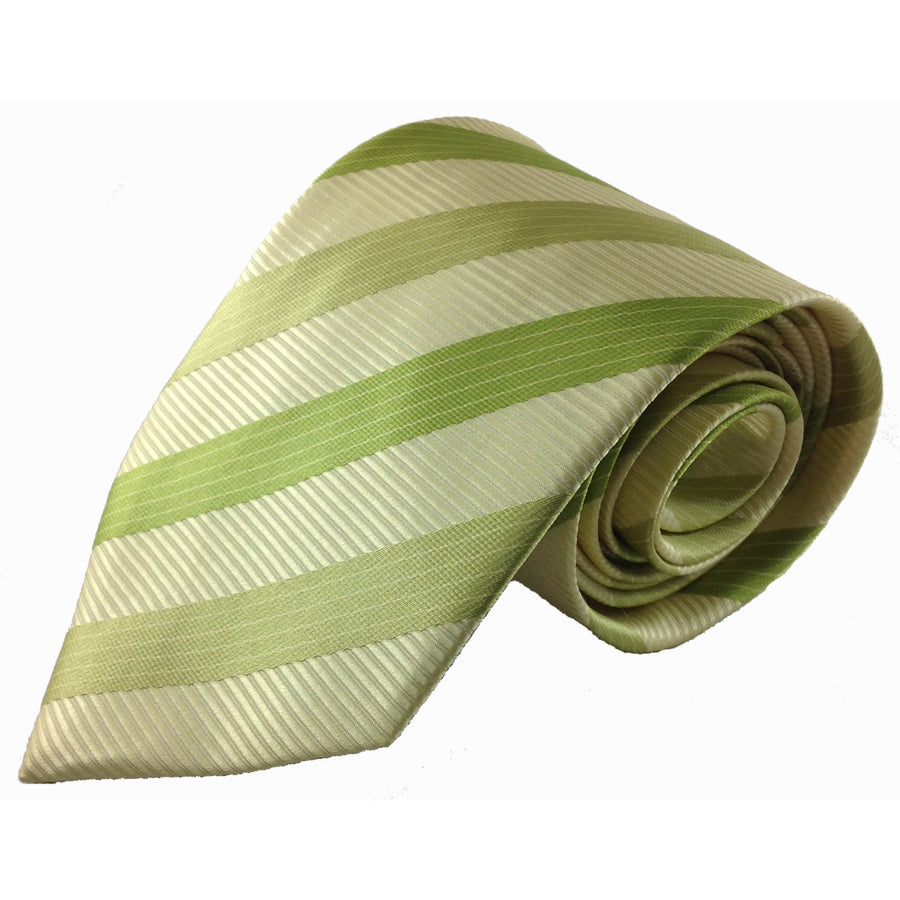 Men's Necktie Silk Tie Shades of Green Stripes Silk Tie Hand Made Executive Pro Design Birthday Christmas Valentine's Image 1