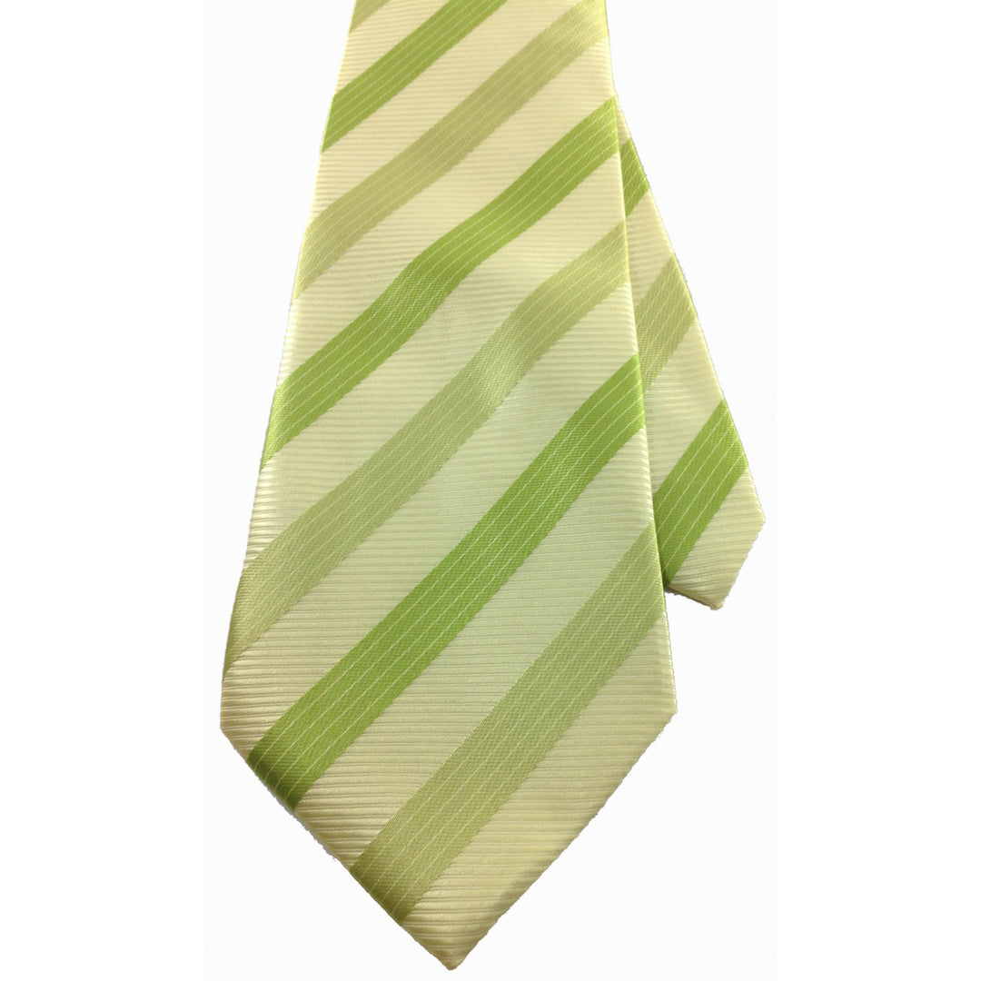 Men's Necktie Silk Tie Shades of Green Stripes Silk Tie Hand Made Executive Pro Design Birthday Christmas Valentine's Image 3