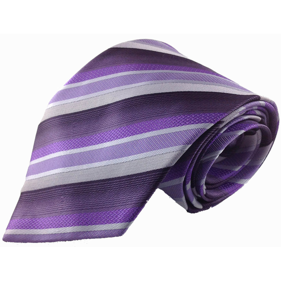 Mens Necktie Silk Tie Shades of Purple Stripes Silk Tie Hand Made Executive Pro Design Birthday Christmas Valentines Image 1