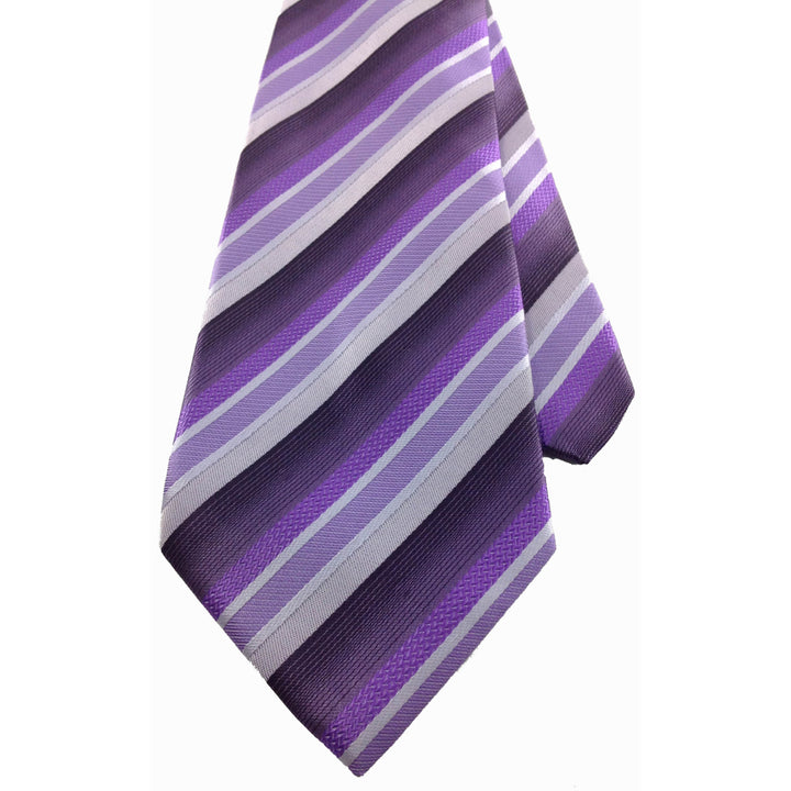 Mens Necktie Silk Tie Shades of Purple Stripes Silk Tie Hand Made Executive Pro Design Birthday Christmas Valentines Image 3