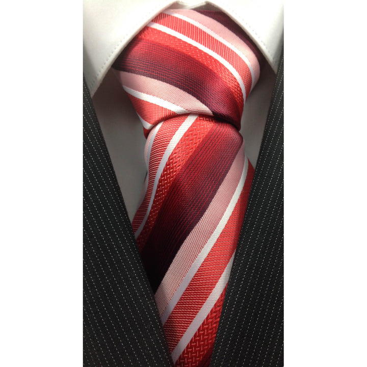 Men's Necktie Silk Ties Red Orange White Silk Tie Hand Made Executive Pro Design Birthday Christmas Valentine's Gift Image 2