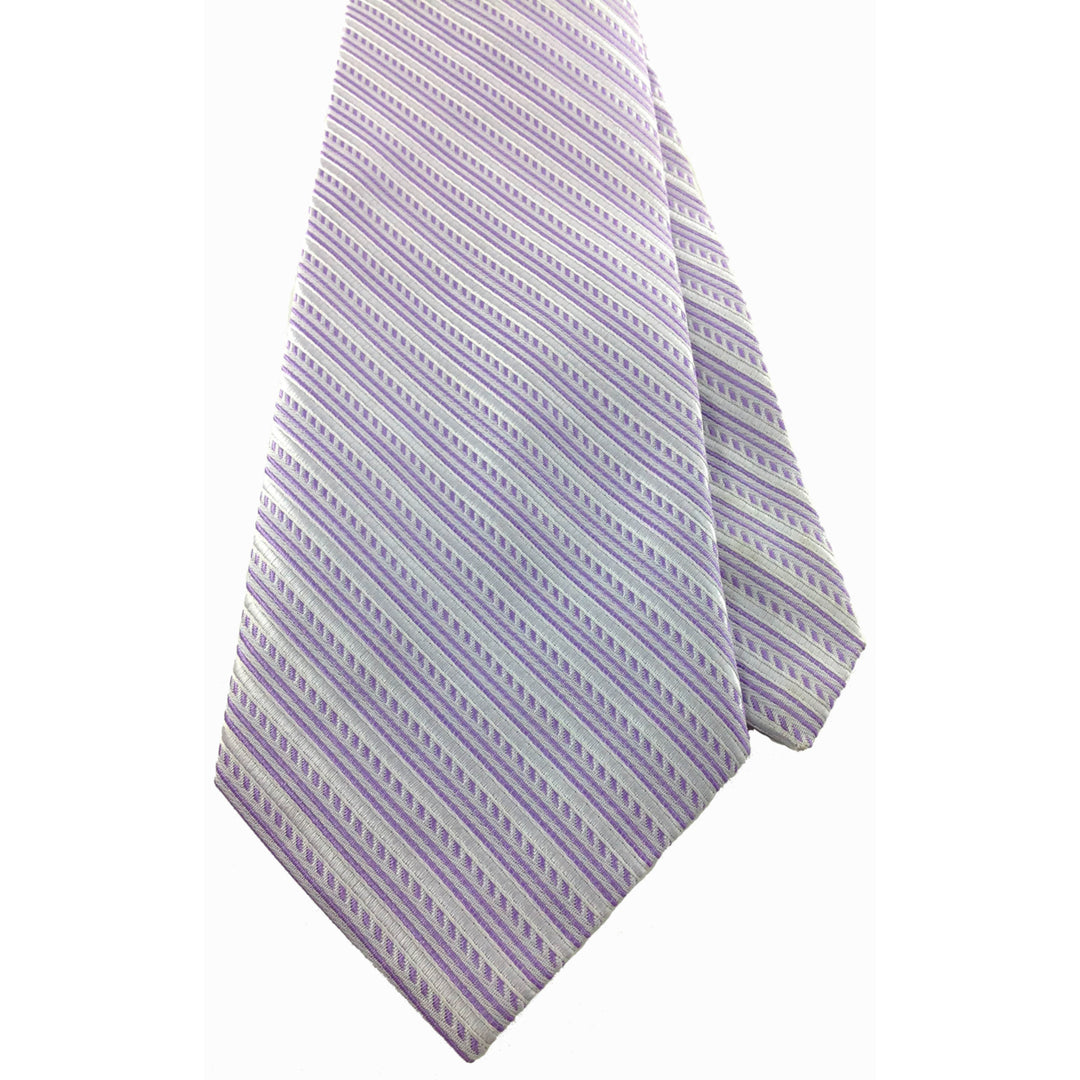 Mens Necktie Silk Tie Purple Silver Stripes Silk Tie Hand Made Executive Pro Design Birthday Christmas Valentines Gift Image 3