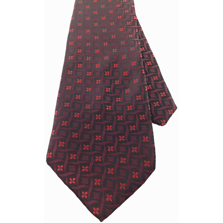 Mens Necktie Silk Tie Black Red Flower Silk Tie Hand Made Executive Pro Design Birthday Christmas Valentines Gift Image 3
