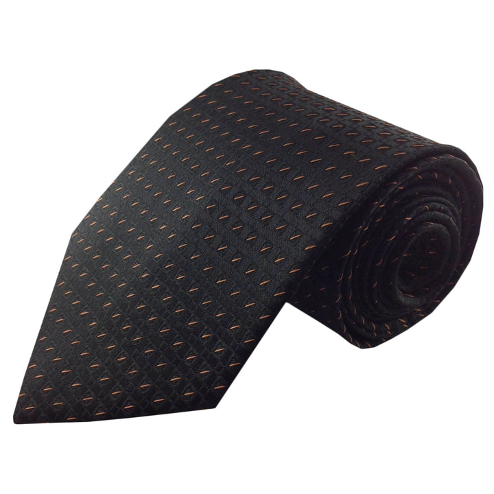 Men's Necktie Silk Tie Black Orange Silk Tie Hand Made Executive Pro Design Birthday Christmas Valentine's Gift Wedding Image 1