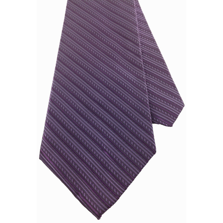 Mens Necktie Silk Tie Purple Stripe Silk Tie Hand Made Executive Pro Design Birthday Christmas Valentines Gift Wedding Image 3