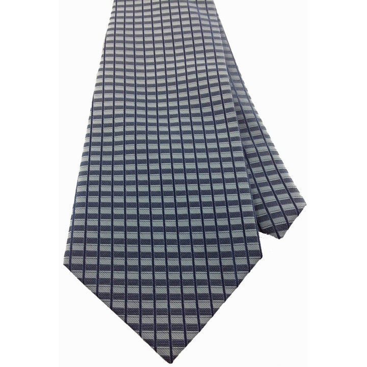 Mens Necktie Silk Tie Blue Grey Blocks Silk Tie Hand Made Executive Pro Design Birthday Christmas Valentines Gift Image 3