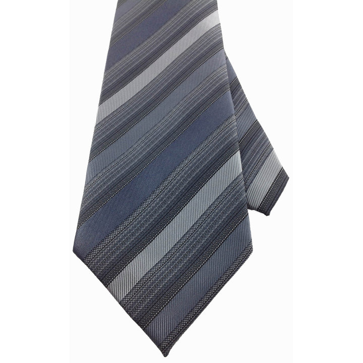 Mens Necktie Silk Tie Shades of Grey Stripe Silk Tie Hand Made Executive Pro Design Birthday Christmas Valentines Gift Image 3