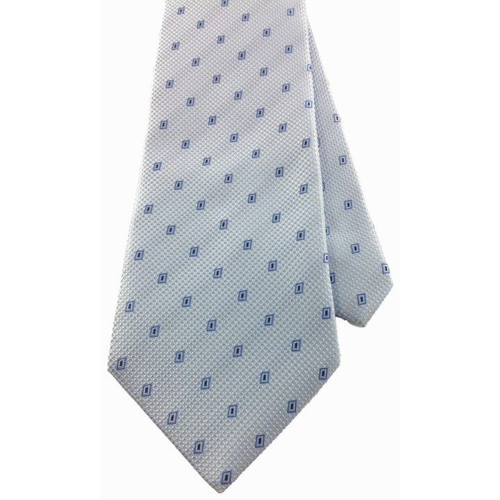 Mens Necktie Silk Tie Baby Blue Royal Blue Squares Silk Tie Hand Made Executive Pro Design Birthday Christmas Valentines Image 3