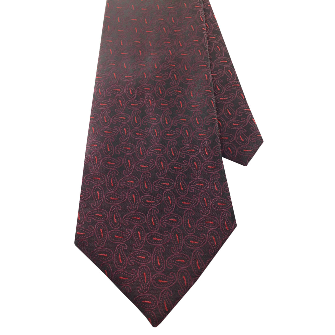 Men's Necktie Silk Tie Black Red Paisley Silk Tie Hand Made Executive Pro Design Birthday Christmas Valentine's Gift Image 3