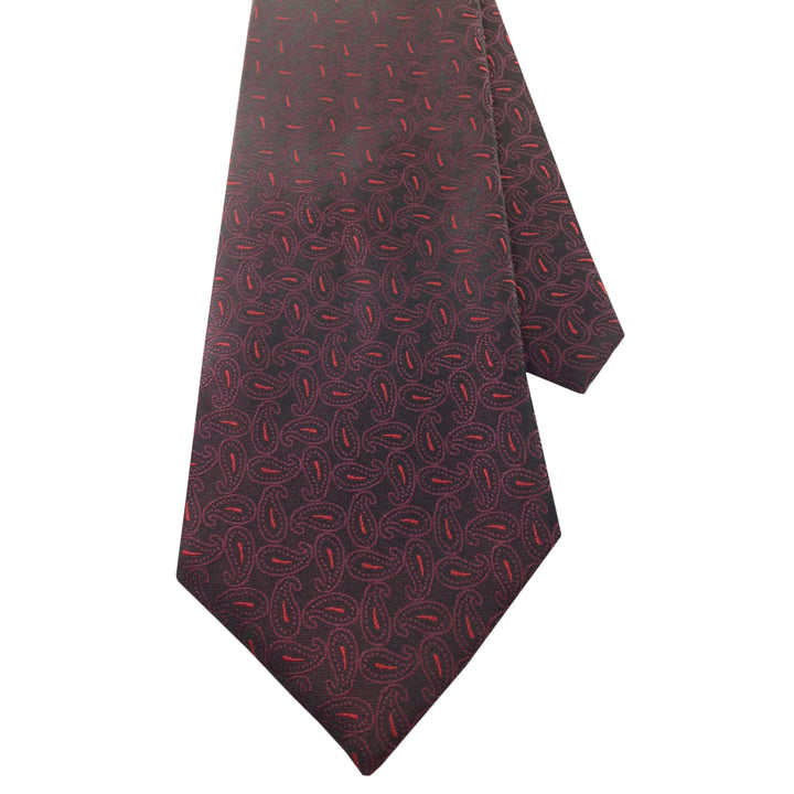 Mens Necktie Silk Tie Black Red Paisley Silk Tie Hand Made Executive Pro Design Birthday Christmas Valentines Gift Image 3