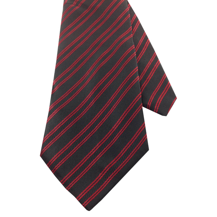 Men's Necktie Silk Tie Black and Red Stripes Silk Tie Hand Made Executive Pro Design Birthday Christmas Valentine's Gift Image 3