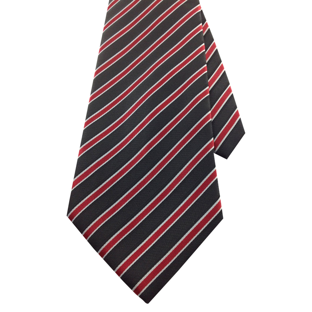 Mens Necktie Silk Tie Black Red White Stripe Silk Tie Hand Made Executive Pro Design Birthday Christmas Valentines Gift Image 3