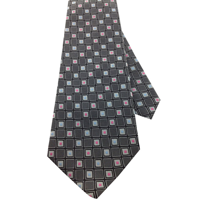 Mens Necktie Silk Tie Black White Pattern Silk Tie Hand Made Executive Pro Design Birthday Christmas Valentines Gift Image 3