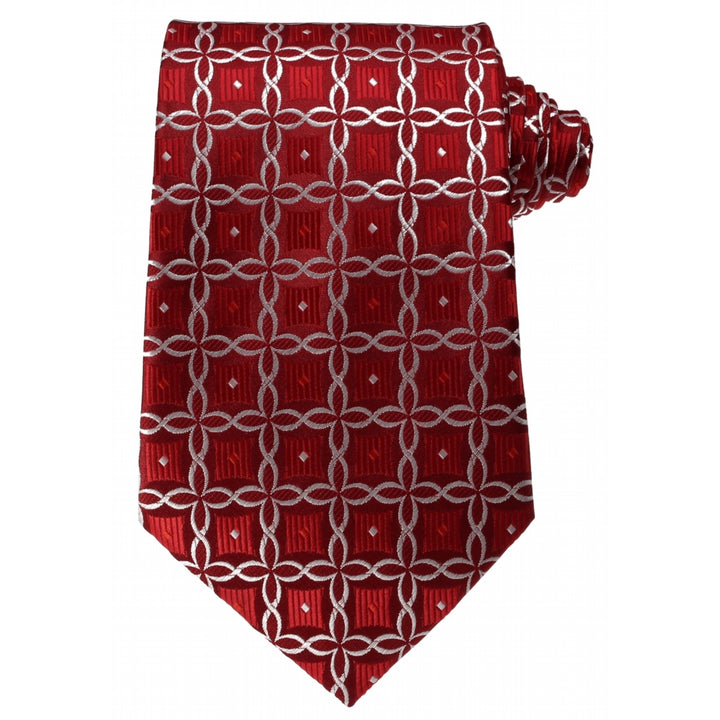 Mens Necktie Silk Tie Red White Silk Tie Hand Made Executive Pro Design Birthday Christmas Valentines Gift Wedding Ties Image 3
