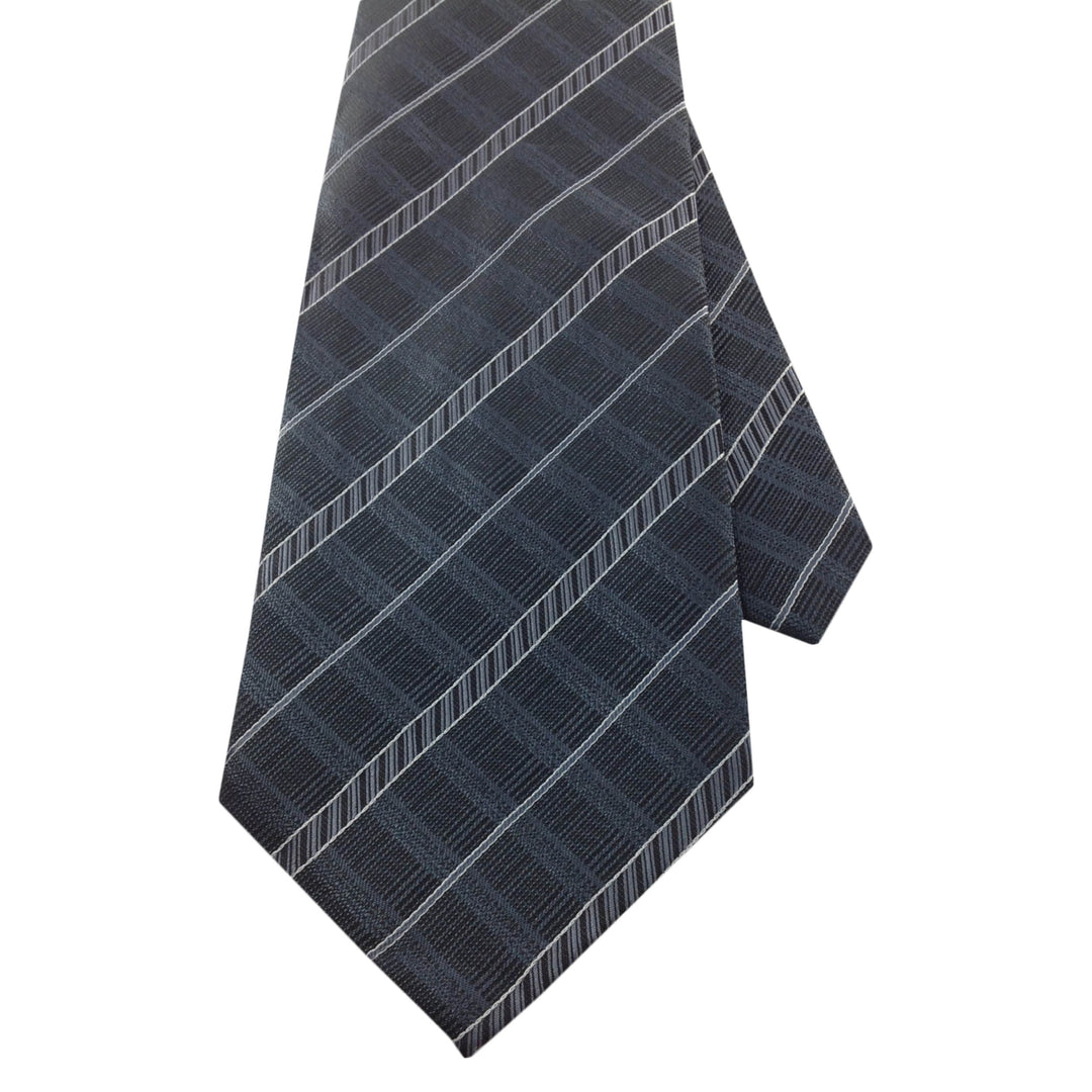 Mens Necktie Silk Tie Grey Blue Stripe Silk Tie Hand Made Executive Pro Design Birthday Christmas Valentines Gift Image 3