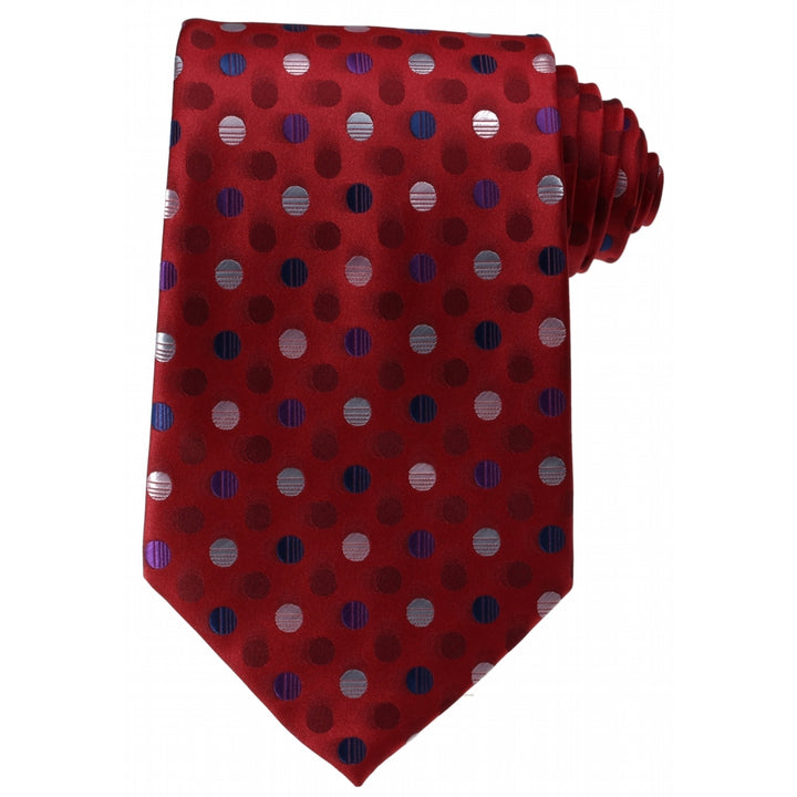Mens Necktie Silk Tie Polka Dot Red Blue Purple Silk Tie Hand Made Executive Pro Design Birthday Christmas Valentines Image 3