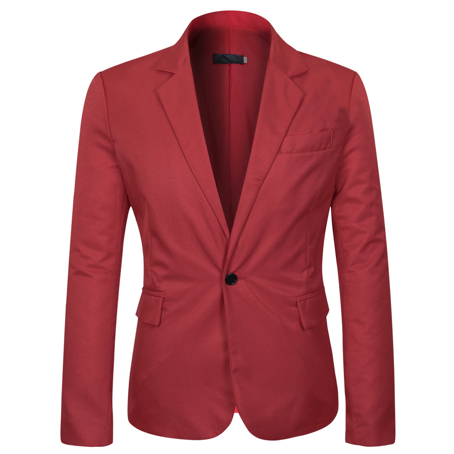 Mens Suit Red Spring Autumn Dress Coat Single Row One Button Business Suit Slim Casual Coat for Men Image 1