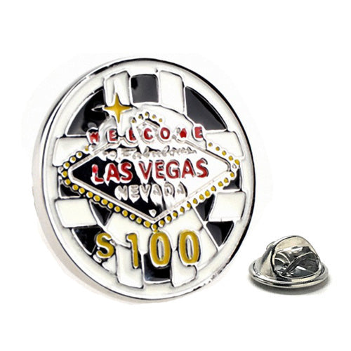 Las Vegas Poker Chip Pin Welcome to Las Vegas Nevada Enamel Pin 100 Dollar Chip Lanyard Pin Lucky Chip Lapel Pin Gambler Image 1
