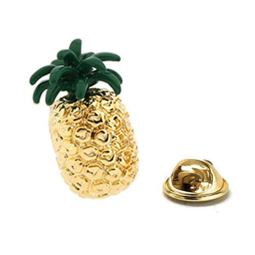 Pineapple Pin Psych Lapel Pin Enamel Pin Gold Rhodium Platted Pineapple Lanyard Pin Fruit Tie Tack Pine Apple Pineapple Image 1