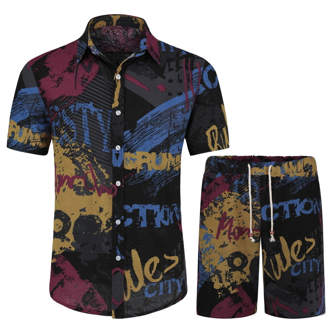 Men Shorts Set 2Pcs Casual Tracksuit Summer HawaiiandBeach Shorts Outwear Short Sleeve Shirt+Pant Plus Size XS-3XL Image 3