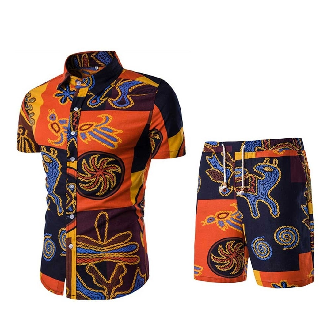 Men Shorts Set 2Pcs Casual Tracksuit Summer HawaiiandBeach Shorts Outwear Short Sleeve Shirt+Pant Plus Size XS-3XL Image 1