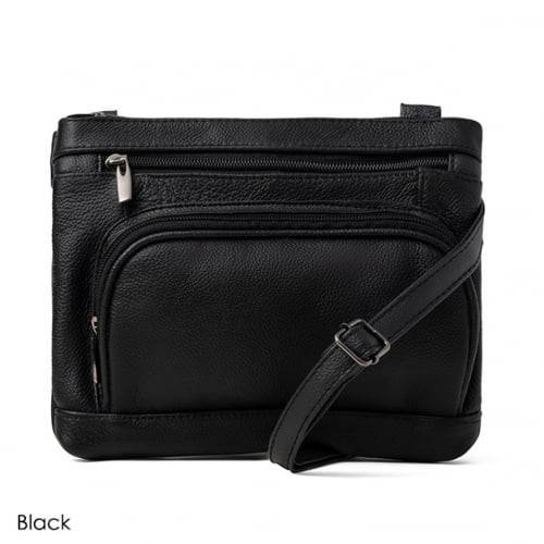 Super Soft Leather Crossbody Bag 3 Zip Pockets Adjustable Strap 5 Colors Image 2