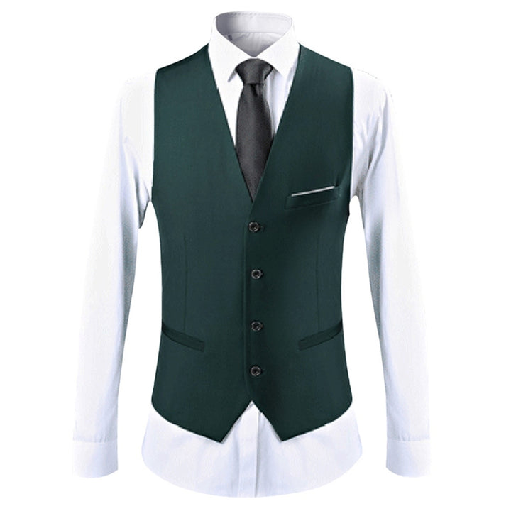 3PCS Men Suit Set Wedding Party Slim Fit Suits Men Business Casual Solid Color Long Sleeve Single Breasted Blazer Jacket Image 4