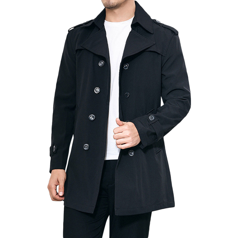 Mens fine Self-cultivation Solid Color Fashion Brand Autumn Jacket Long Trench Coat Mens Coat Double-breasted Jacket Image 2