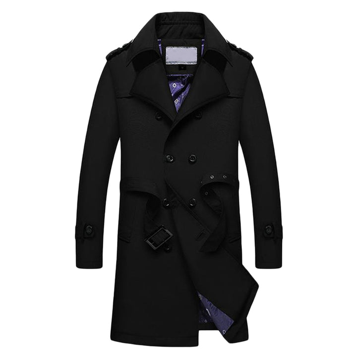 Mens fine Self-cultivation Solid Color Fashion Brand Autumn Jacket Long Trench Coat Mens Coat Double-breasted Jacket Image 4