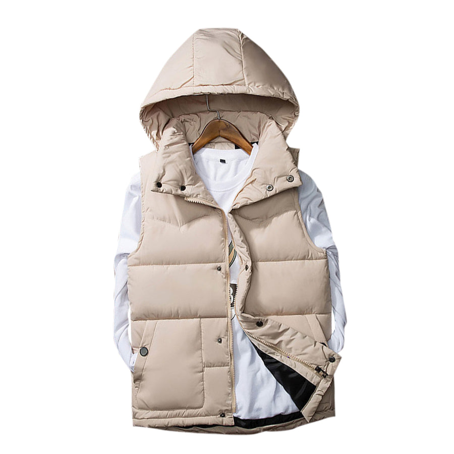 Men Vest Removable Hood Casual Cotton Padded Jacket Image 1