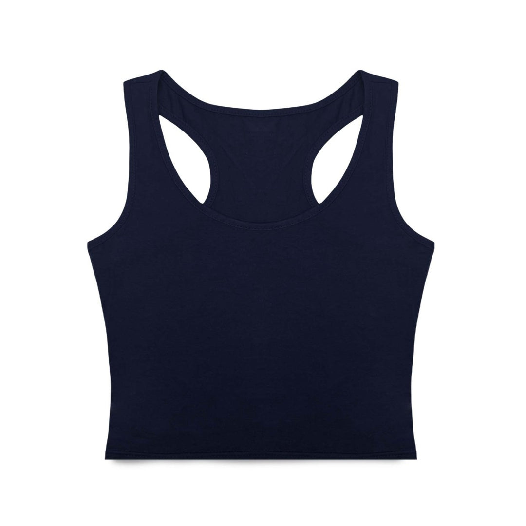 4 Pack Womens Crop Sleeveless Racerback Tank Tops Black Grey Navy White Sizes M-XL Image 3