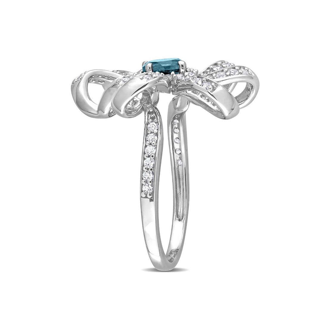 1.00 Carat (ctw) London Blue Topaz and White Topaz Ring in Sterling Silver Image 3