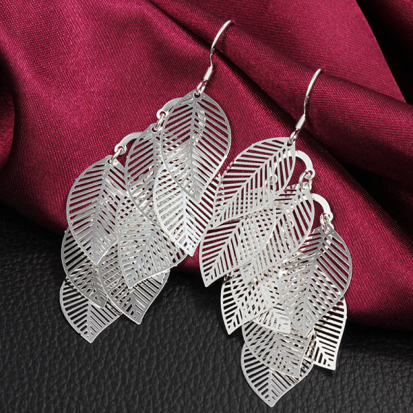 Leaves Dangle Earring for Women with 925 Silver Plated Image 2