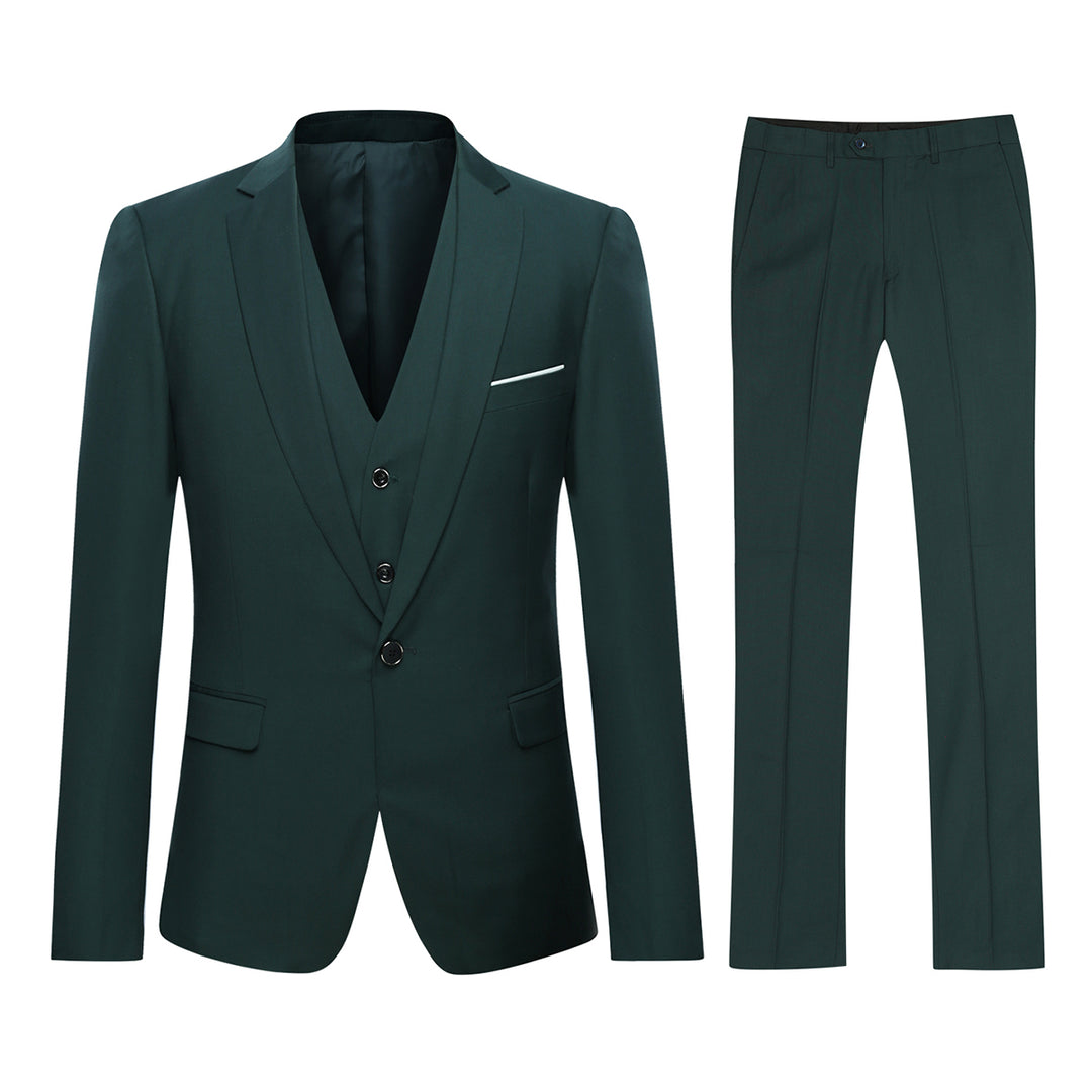 Men Suit 3 Pieces Solid Color Slim Business Banquet Groom Dress Suit Luxury Male Wedding Set Blazer + Vest + Pants Image 4