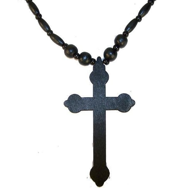 LARGE 5 INCH BLACK WOODEN CROSS NECKLACE  car mirror decoration WOOD JEWELRY Image 1