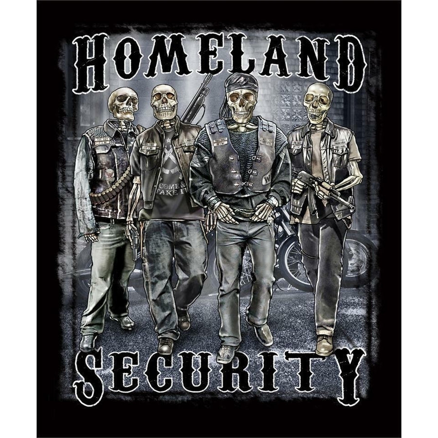 HOME SECURITY SKELETON SOLDIERS BLACK TEE SHIRT SIZE MED men women adult TT1 Image 1