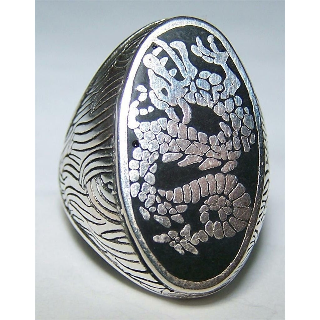 QUALITY INLAYED CHINESE DRAGON RING 24R jewelry unisex MENS womens BIKER Image 1