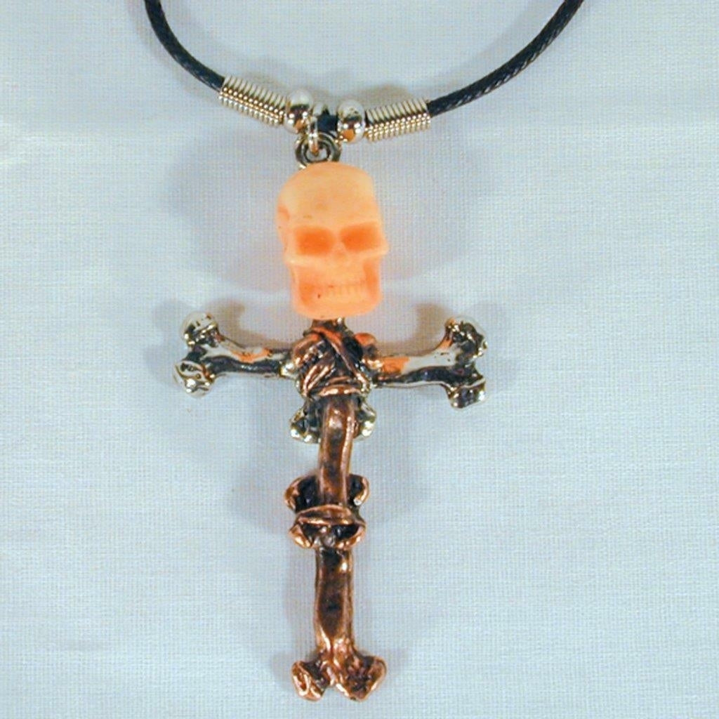 SKULL AND CROSS 3D ROPE NECKLACE jewelry JL190 necklaces mens womens fashion 3-D Image 1