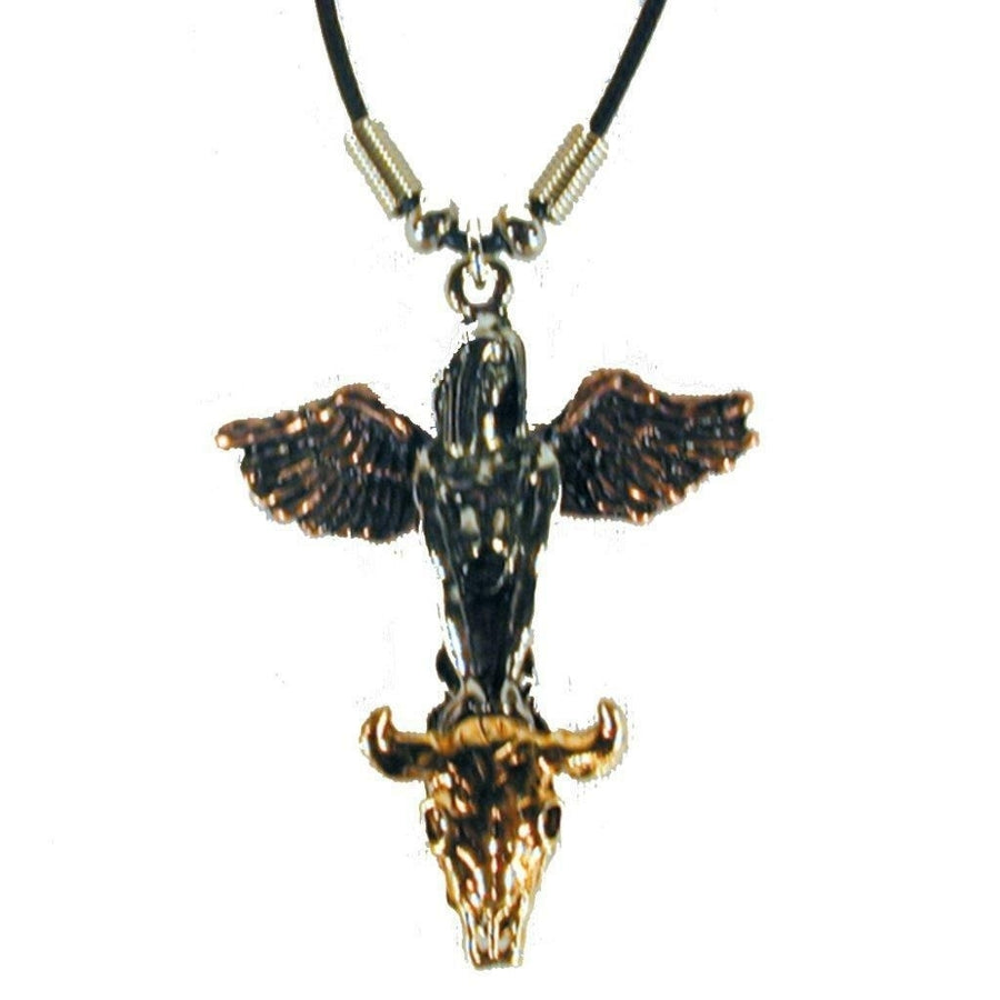 LADY W WINGS and COW SKULL ROPE NECKLACE jewelry JL193 necklaces mens womens 3-D Image 1