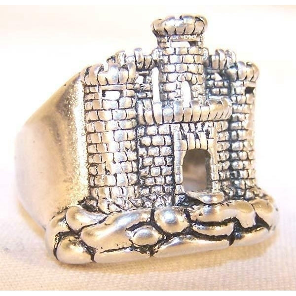quality  MEDIEVAL OLD CASTLE SILVER BIKER RING BR38R jewelry  mens CASTLES Image 1